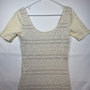 Abercrombie & Fitch Ivory Lace Bodycon Mini Dress Short Sleeve Women's‎ Sz Large